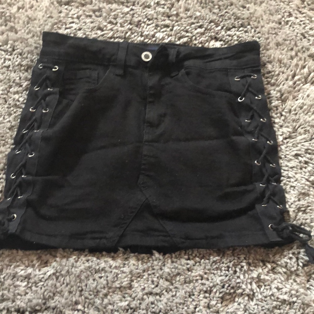 Black denim skirt